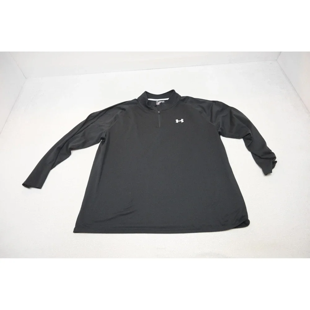 Under Armour Pullover Jacket Mens 3XL Black HeatGear 1/4 Zip Long Sleeve